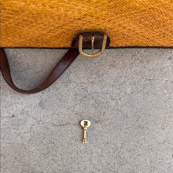 Vintage Brown Leather + Rattan Briefcase - Picture 8 of 12